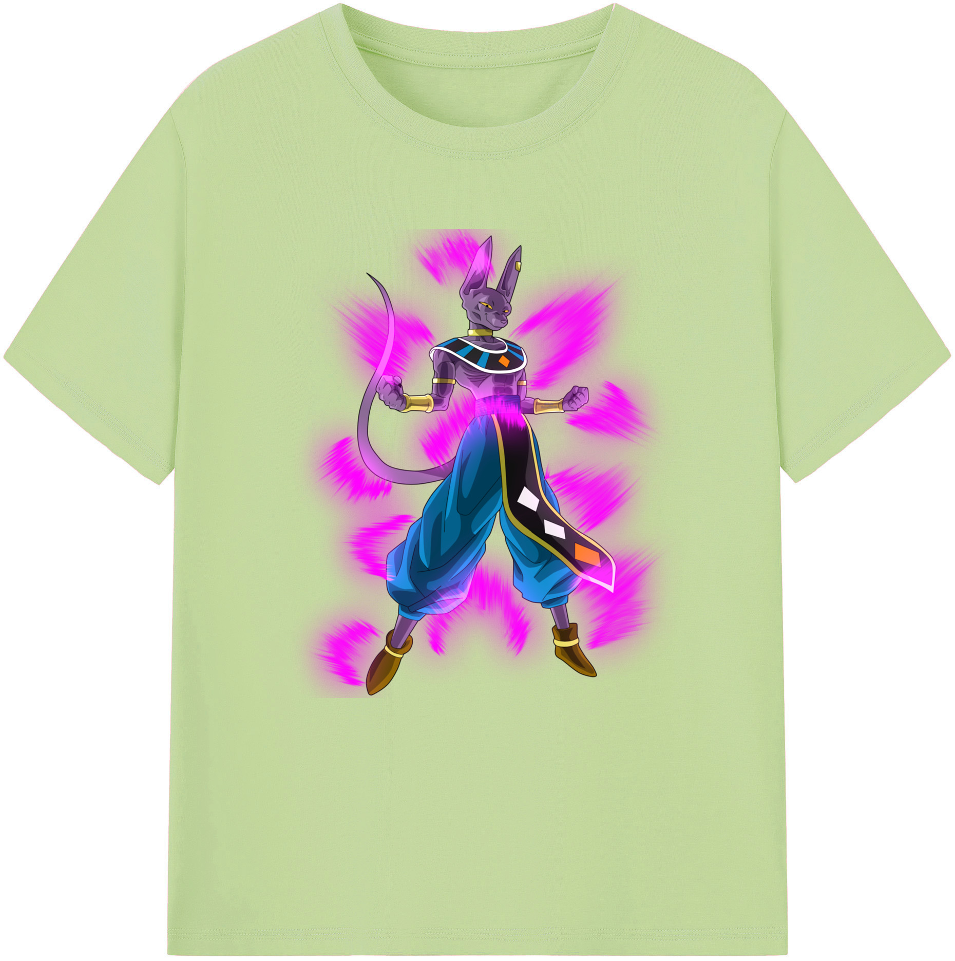 （画像用） ドラゴンボール ビルス 破壊神ビルス DRAGON BALL Beerus Birusu 綿100％半袖Tシャツ（フロントプリント）